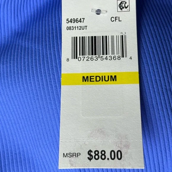 BECCA Bright Periwinkle Blue Ribbed Bikini Crisscross Back Bikini Top NWT Size M - Picture 10 of 12